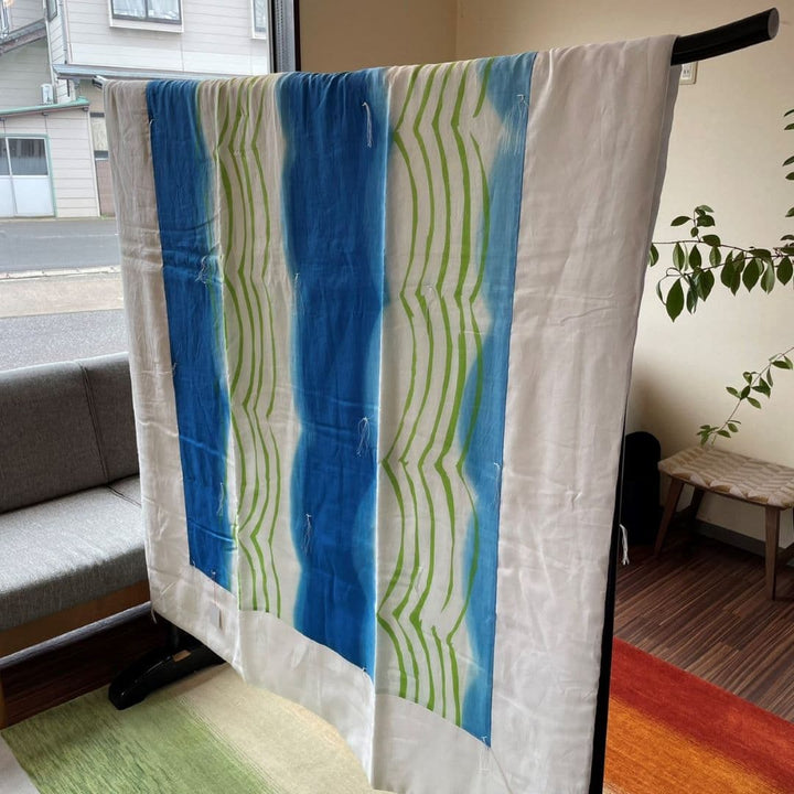 手描き 麻綿 肌掛けふとん(萌黄) - 睡眠屋