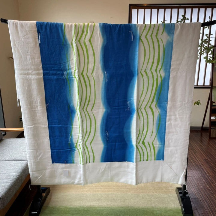 手描き 麻綿 肌掛けふとん(萌黄) - 睡眠屋