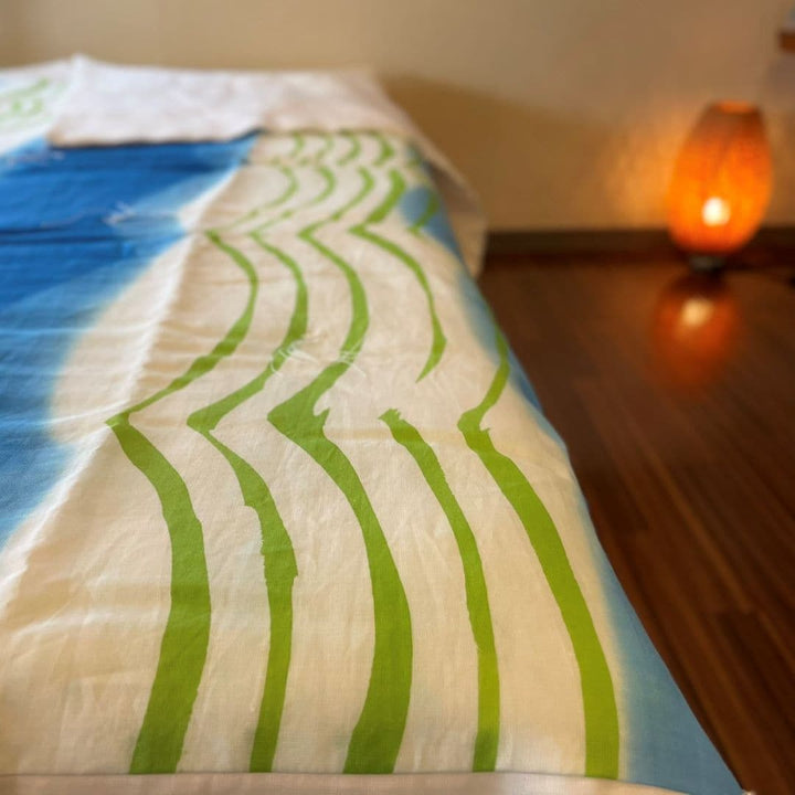 手描き 麻綿 肌掛けふとん(萌黄) - 睡眠屋