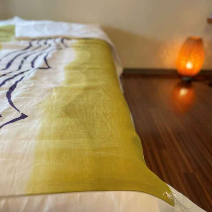 手描き 麻綿 肌掛けふとん(深紫) - 睡眠屋