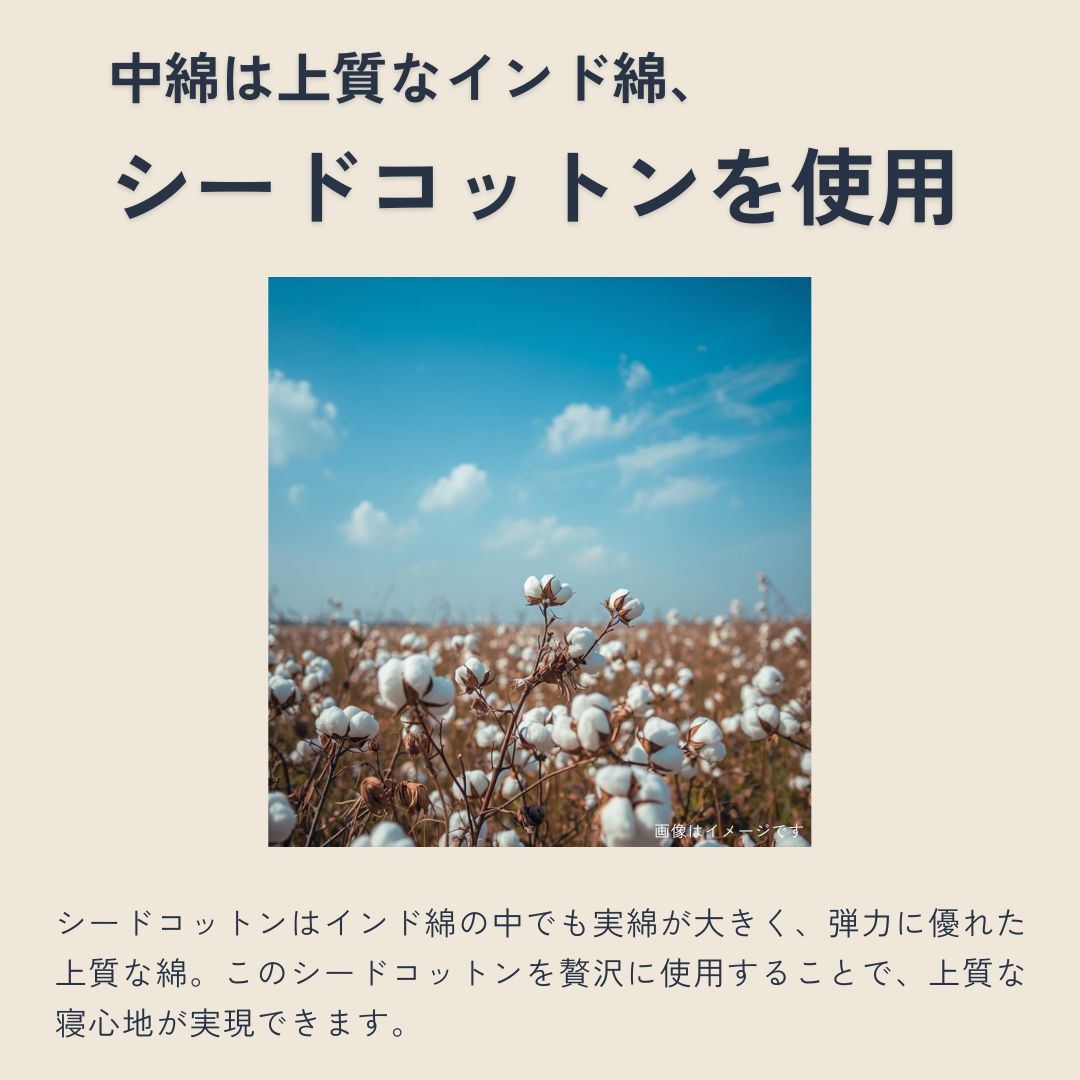 天然素材100％の極厚ベッドパッド「綿のねどこ™」に使用されている上質な綿「シードコットン」のイメージ画像