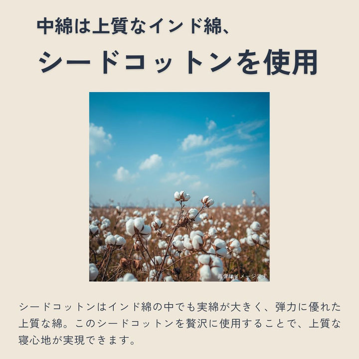 天然素材100％の極厚ベッドパッド「綿のねどこ™」に使用されている上質な綿「シードコットン」のイメージ画像