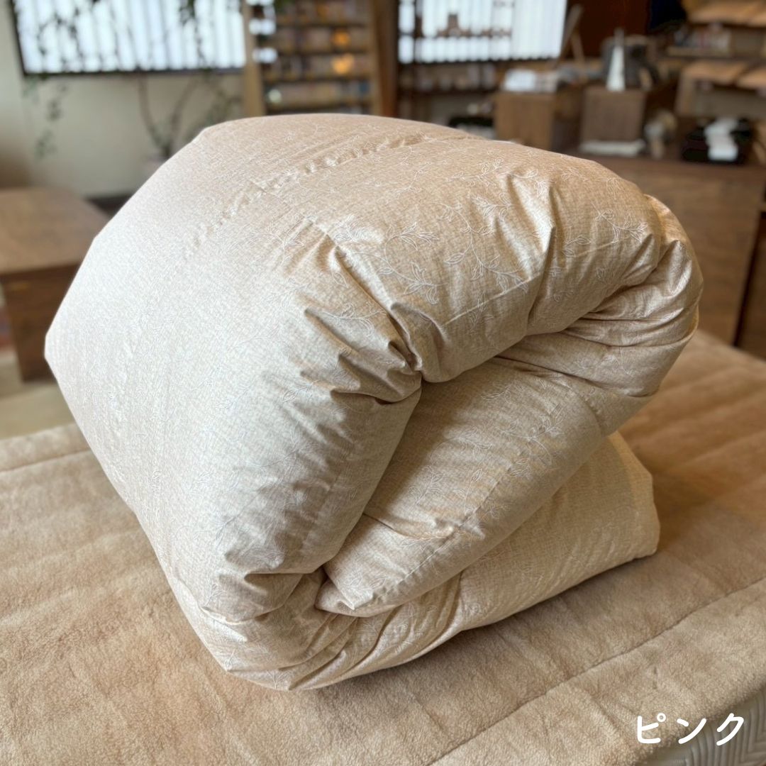 羽毛布団-カルテット-シングル-ダブル-ホルトバージグース90-睡眠屋-ピンク-本掛け