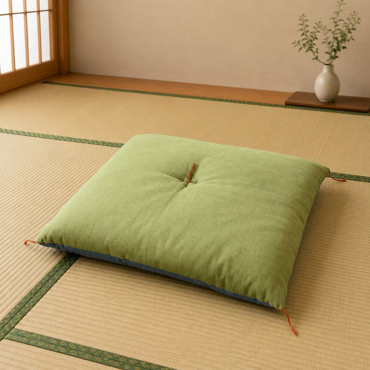 Hand-painted hemp cushion, rainbow