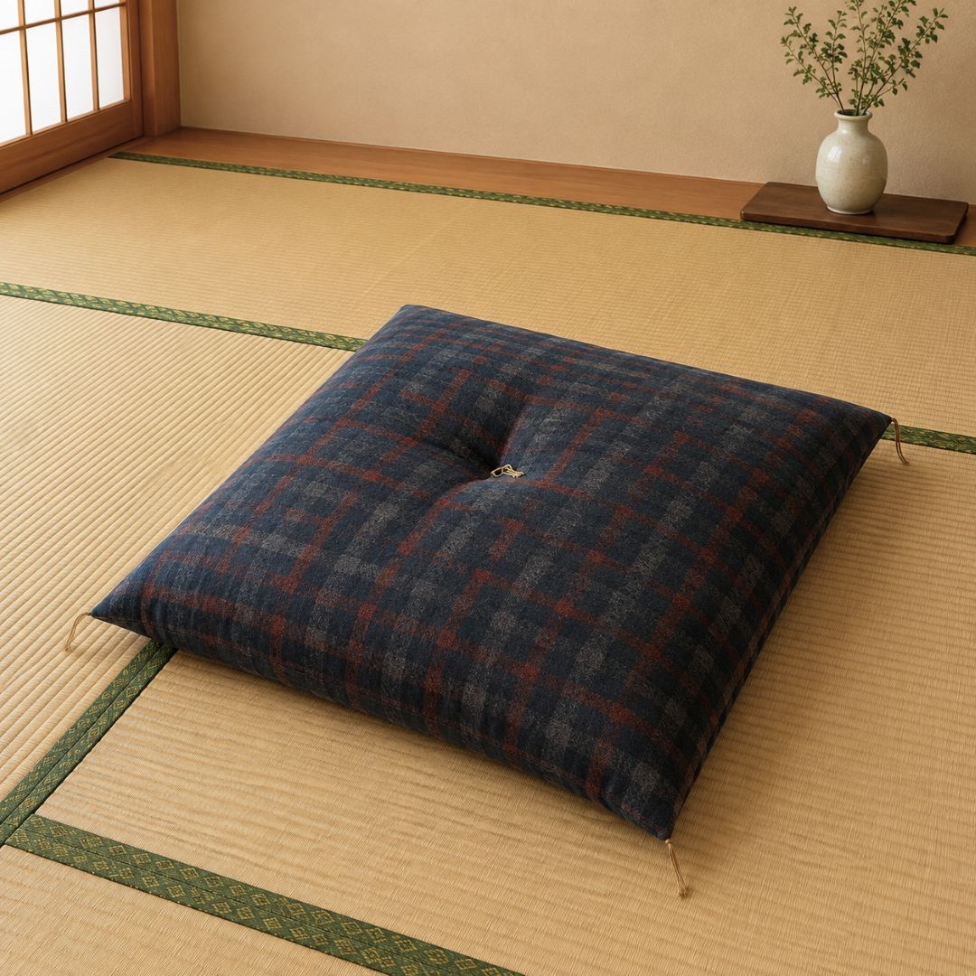 Hand-painted hemp cushion, rainbow