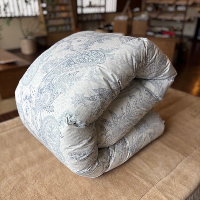 【限定品】羽毛布団 セレクト ペイズリー -ダウン85％-ブルー-本掛け-睡眠屋