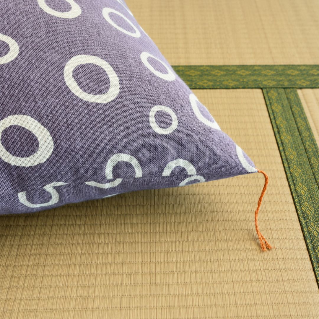 Hand-painted hemp cushion, rainbow