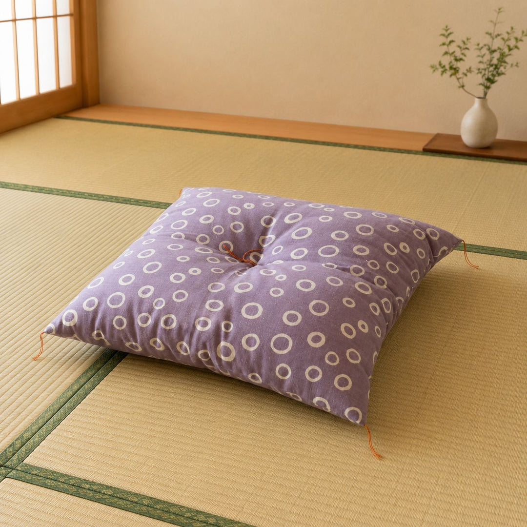 Hand-painted hemp cushion, rainbow