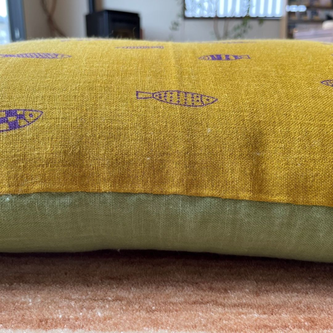 綿布団-打ち直し-柄あそび-水の名-山吹茶-萌黄-睡眠屋