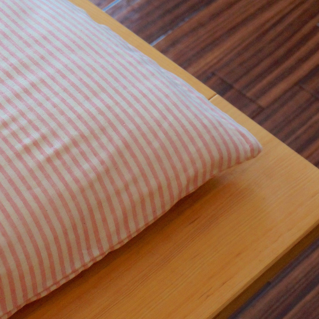 お昼寝布団敷カバー ふたえガーゼ ストライプ - 睡眠屋 角拡大画像